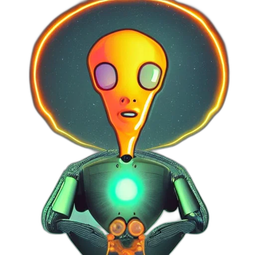 robot, staff, mask, creature transparent PNG cut-out