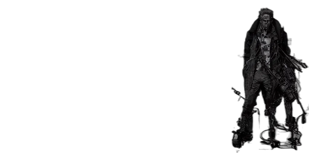 monochrome, cyberpunk, tom, waits transparent PNG cut-out