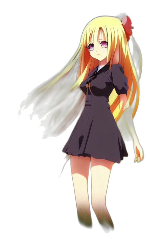 dress, staff, hair, dragon, anime, cartoon, pixel art, concept art transparent PNG cut-out