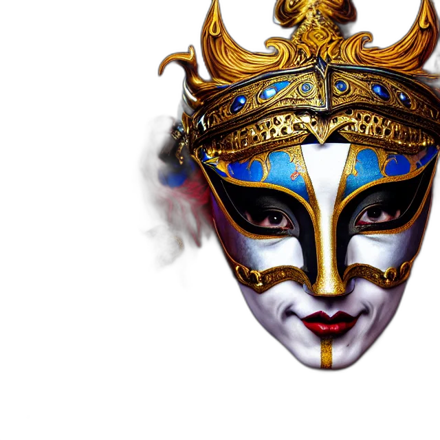 mask, crown, face, fantasy art, photorealistic, concept art, 3d render, female transparent PNG cut-out