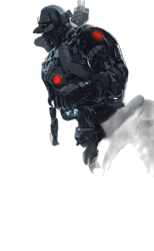 robot, weapon, face, mask, concept art, cyberpunk, comic book art, fantasy art transparent PNG cut-out