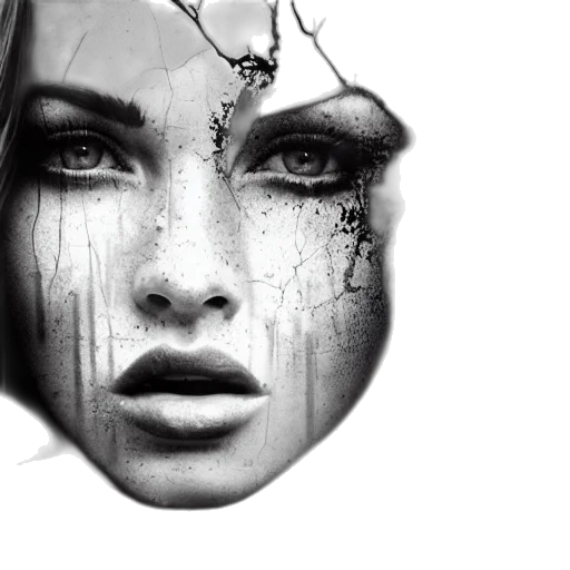 face, mask, photorealistic, fantasy art, pencil sketch, comic book art, rain, outer space transparent PNG cut-out