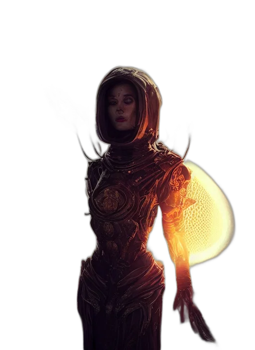 dress, robot, staff, creature transparent PNG cut-out
