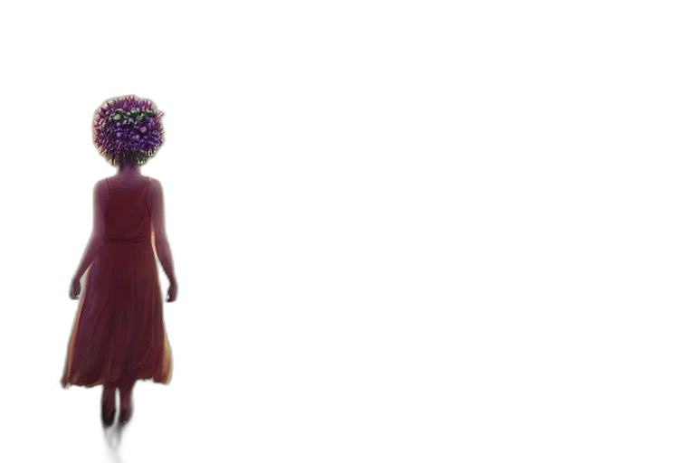 dress, flower, crown, mask, 3d render, concept art, photorealistic, vaporwave transparent PNG cut-out
