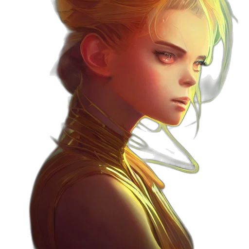 face, crown, jacket, hair, concept art, cyberpunk, fantasy art, comic book art transparent PNG cut-out