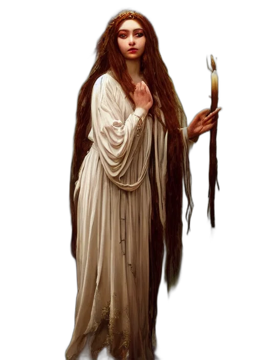 staff, dress, hair, sword transparent PNG cut-out