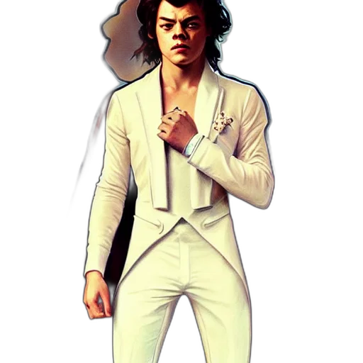 jacket, concept art, pixel art, cartoon, photorealistic, harry, styles, dressed transparent PNG cut-out