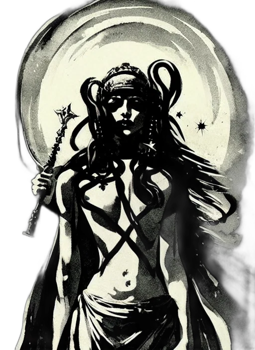 staff, creature, comic book art, concept art, fantasy art, pencil sketch, marana, slavic transparent PNG cut-out