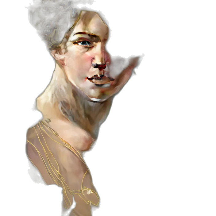 face, mask, hair, creature, photorealistic, concept art, fantasy art, oil painting transparent PNG cut-out