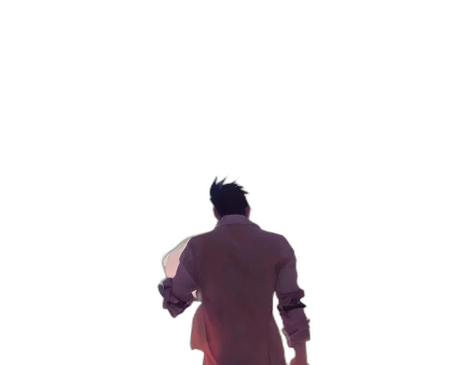jacket, staff, creature, robot, concept art, anime, 3d render, vaporwave transparent PNG cut-out