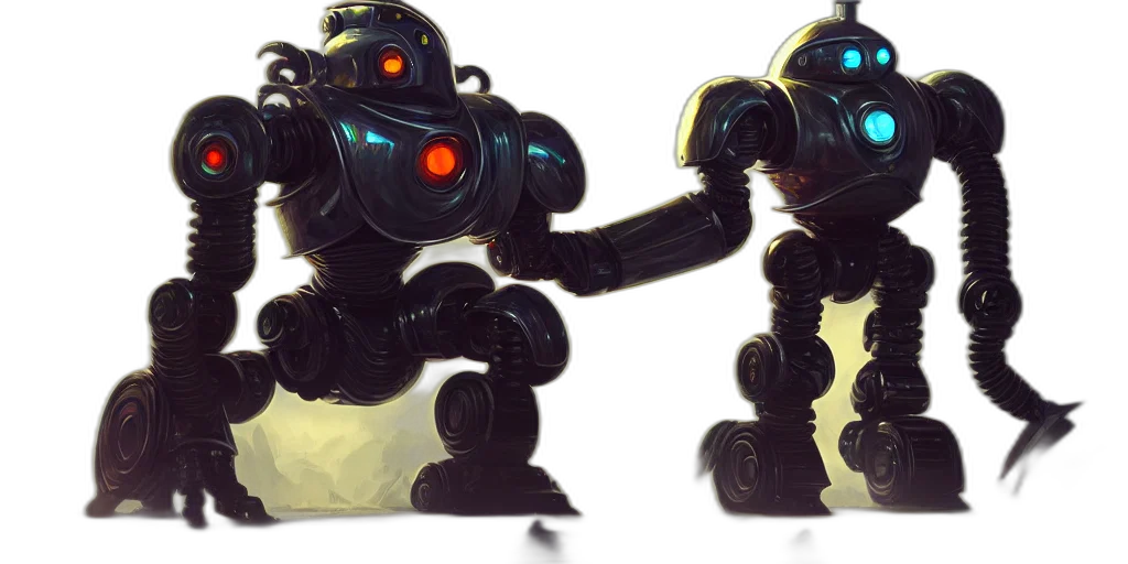 robot, weapon, concept art, 3d render, fantasy art, pixel art, king, chrome transparent PNG cut-out