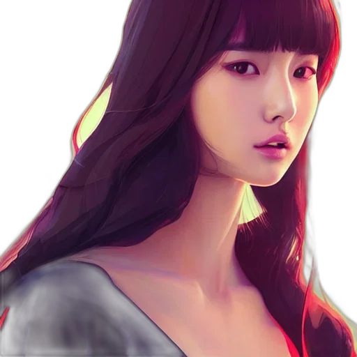 face, dress, photorealistic, fantasy art, oil painting, concept art, neon lights, red transparent PNG cut-out