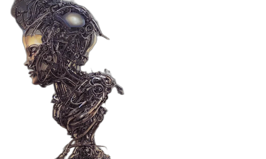 robot, concept art, 3d render, outer space, perfectly, centered, portrait, front transparent PNG cut-out