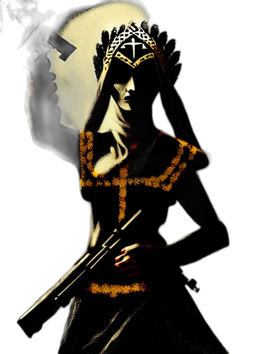 staff, dress, crown, jewelry, fantasy art, concept art, comic book art, pixel art transparent PNG cut-out
