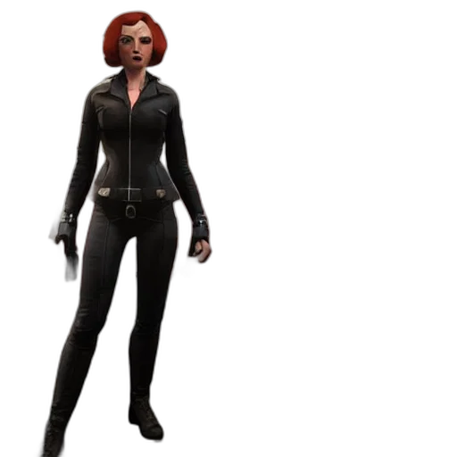 jacket, staff, 3d render, concept art, cyberpunk, dark, natasha, romanov transparent PNG cut-out