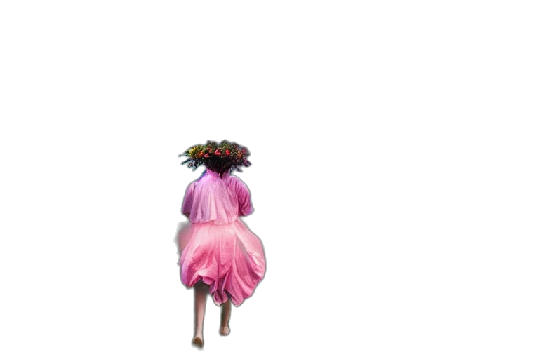 dress, flower, umbrella, hat, 3d render, concept art, photorealistic, pixel art transparent PNG cut-out