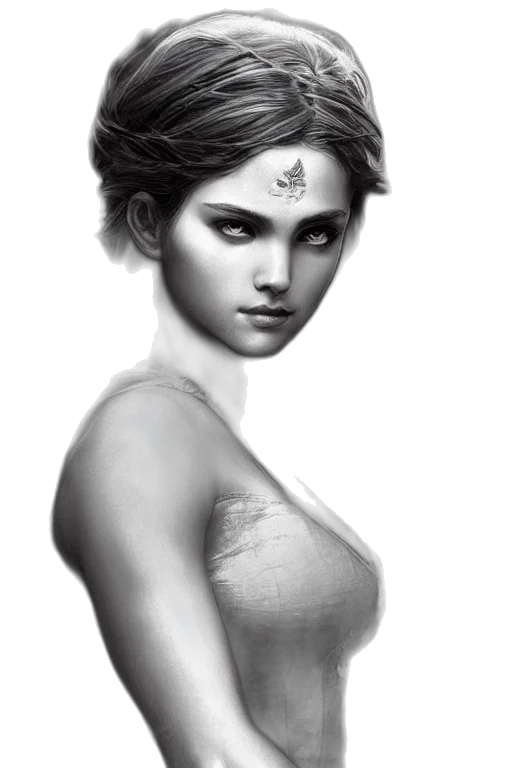 jewelry, face, crown, dress, pencil sketch, fantasy art, photorealistic, concept art transparent PNG cut-out