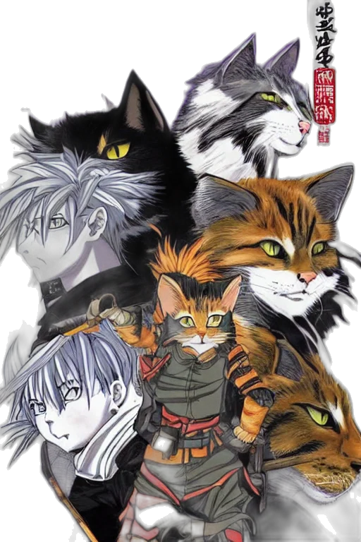 anime, comic book art, concept art, fantasy art, fire, monochrome, manga, warrior transparent PNG cut-out