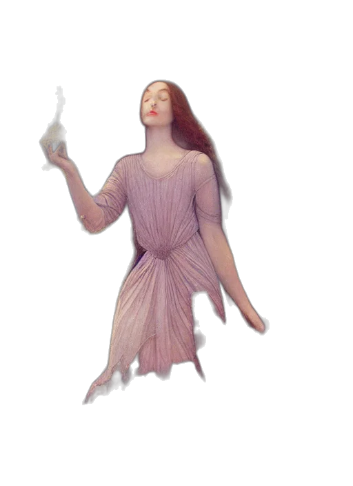 dress, staff, creature, hair transparent PNG cut-out