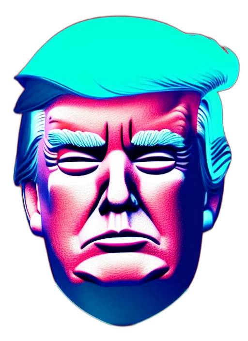 mask, face, hat, crown, vaporwave, cartoon, 3d render, concept art transparent PNG cut-out