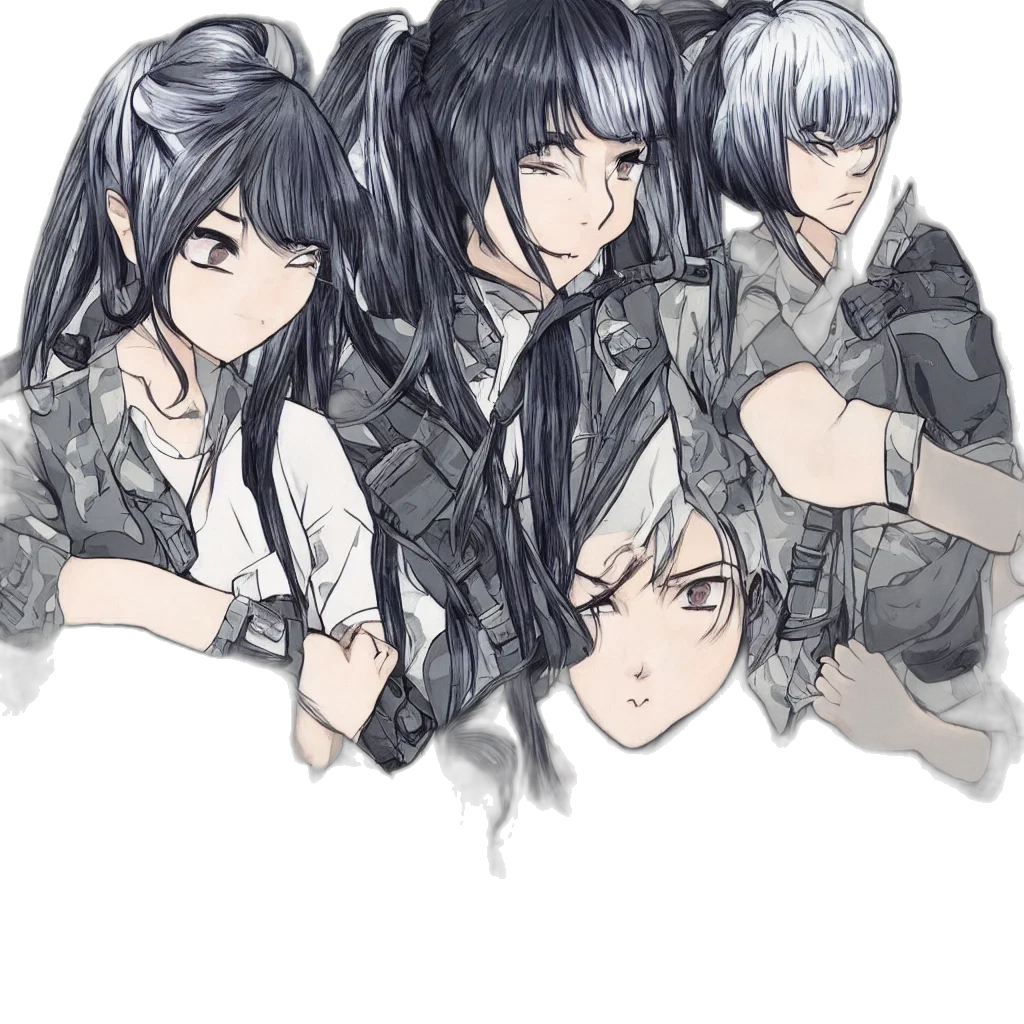 jacket, staff, weapon, hair transparent PNG cut-out