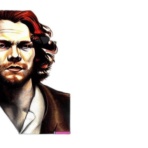 jacket, face, photorealistic, comic book art transparent PNG cut-out