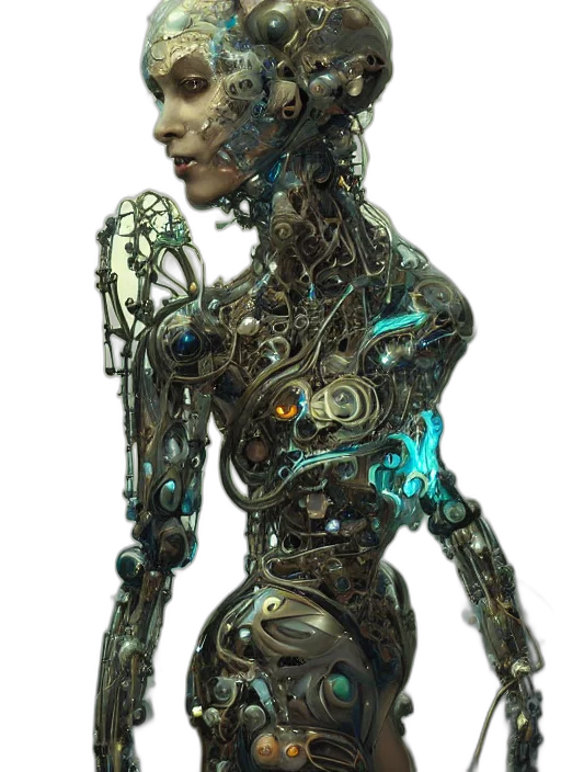 robot, dress, face, creature transparent PNG cut-out