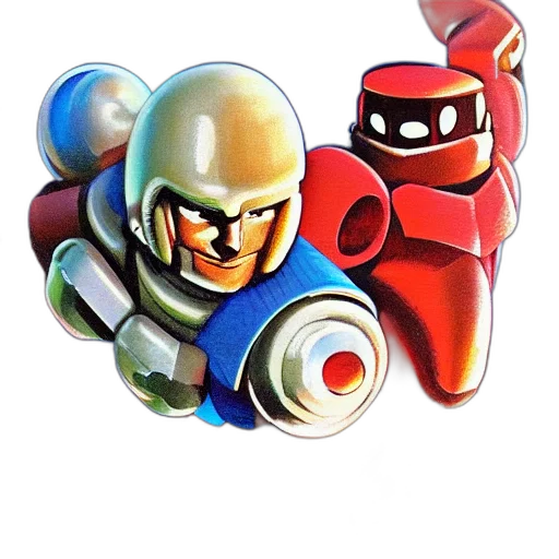 robot, weapon, concept art, 3d render, pixel art, comic book art, retro, box transparent PNG cut-out