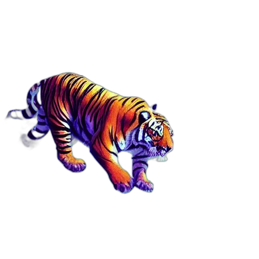 animal, creature, pixel art, concept art, 3d render, watercolor, tiger, made transparent PNG cut-out
