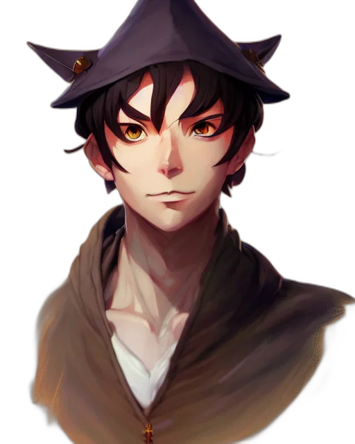 hat, staff, crown, face, fantasy art, anime, concept art, pixel art transparent PNG cut-out