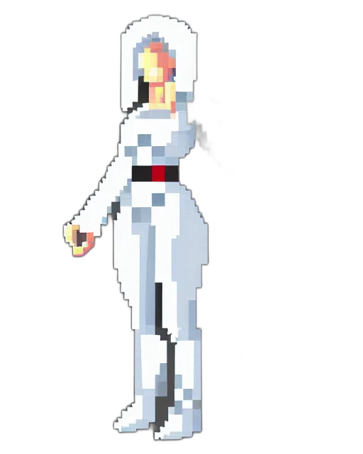 robot, dress, staff, jacket, pixel art, concept art, cyberpunk, vaporwave transparent PNG cut-out