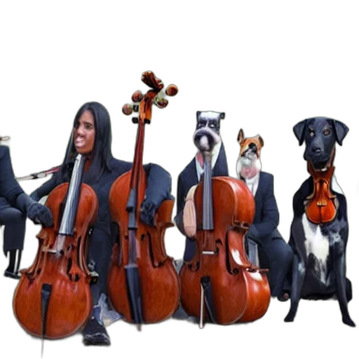 staff, animal, concept art, photorealistic, 3d render, orchestra, composed, dogs transparent PNG cut-out