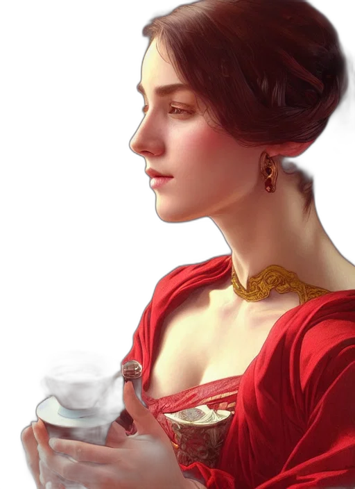 dress, jewelry, crown, face, photorealistic, fantasy art, oil painting, concept art transparent PNG cut-out