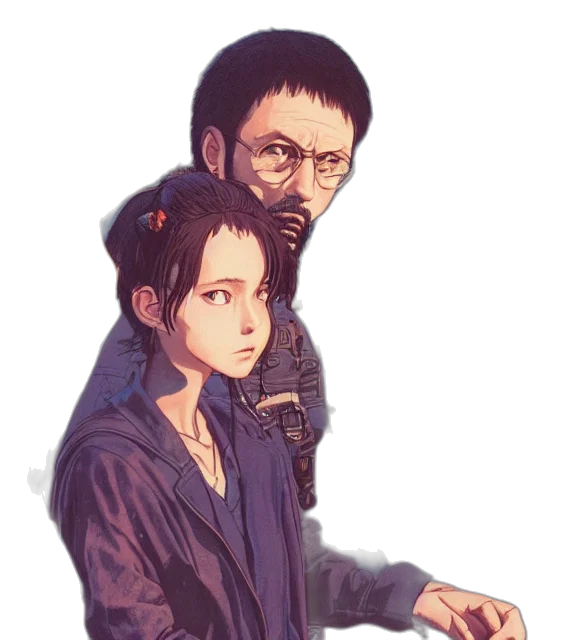 jacket, cyberpunk, anime, watercolor transparent PNG cut-out