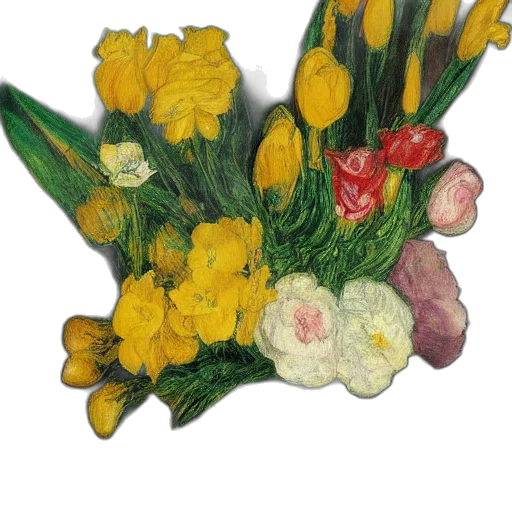 flower, crown, oil painting, photorealistic, watercolor, freesia, bushel, artwork transparent PNG cut-out