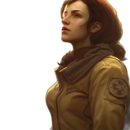 jacket, face, concept art, comic book art, photorealistic, fantasy art, earth tones, golden transparent PNG cut-out