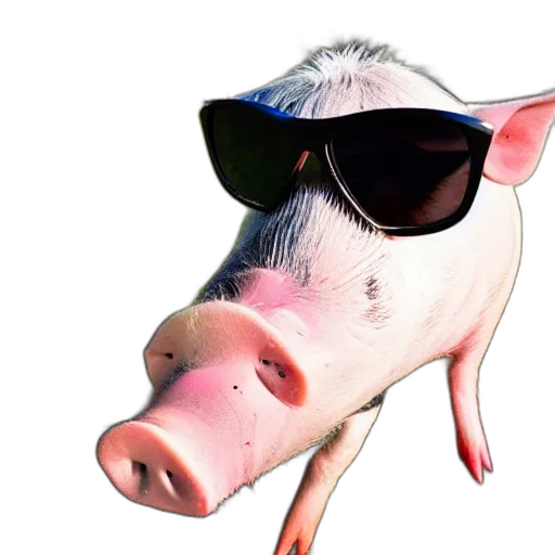 animal, face, 3d render, photorealistic, vaporwave, concept art, pig, wearing transparent PNG cut-out