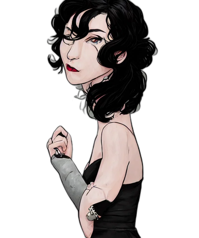 dress, staff, cartoon, comic book art transparent PNG cut-out