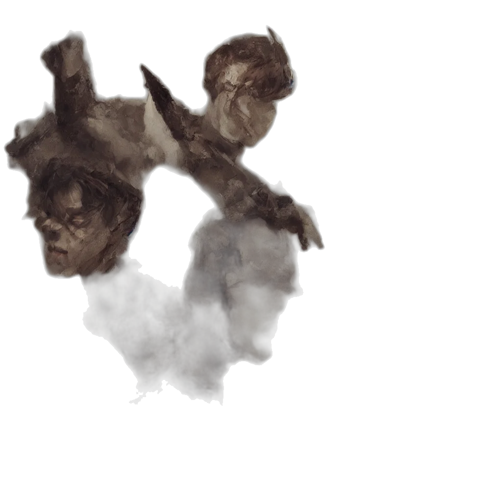 creature, mask, face, concept art, watercolor, fantasy art, photorealistic, fog transparent PNG cut-out