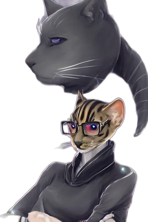 staff, animal, concept art, cyberpunk, anime, fantasy art, dark, monochrome transparent PNG cut-out