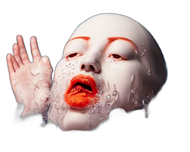 mask, face, creature, hair, photorealistic, 3d render, concept art, underwater transparent PNG cut-out
