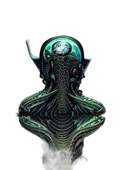 creature, mask, crown, staff transparent PNG cut-out
