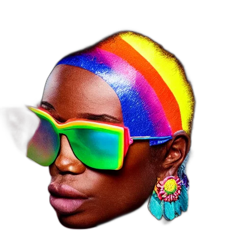 face, hair, crown, vaporwave transparent PNG cut-out