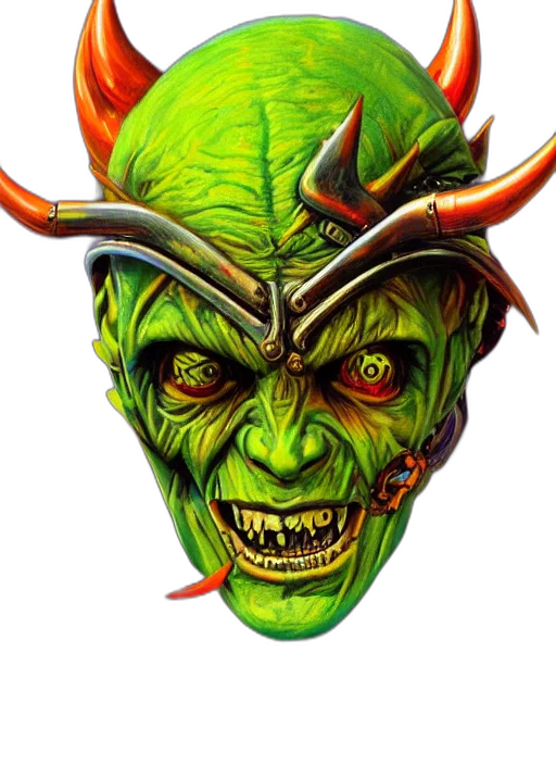 mask, face, staff, concept art, fantasy art, photorealistic, 3d render, portrait transparent PNG cut-out