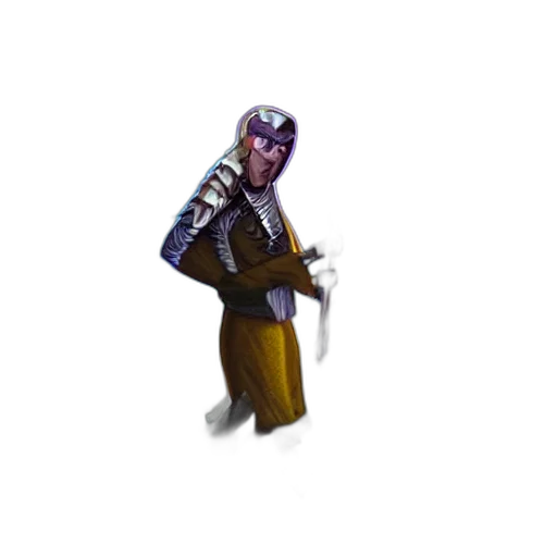 staff, robot, jacket, mask, concept art, pixel art, cyberpunk, 3d render transparent PNG cut-out