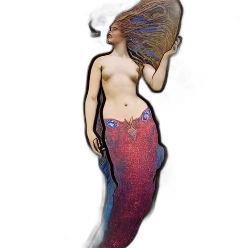 dress, creature, hair, concept art, fantasy art, watercolor, pixel art, underwater transparent PNG cut-out