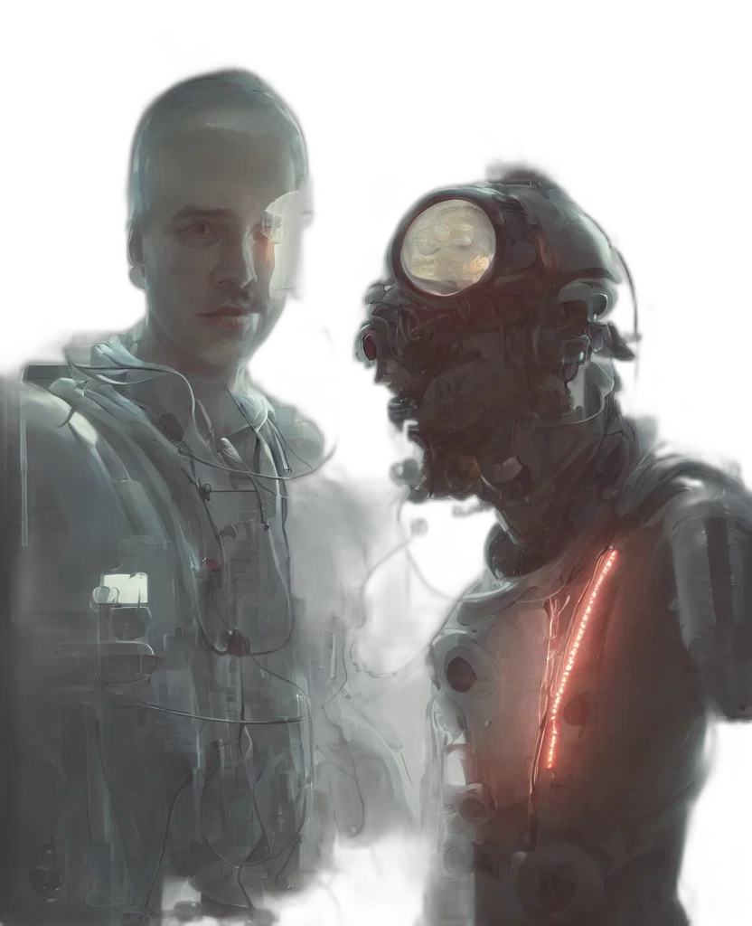 robot, face, mask, jacket transparent PNG cut-out