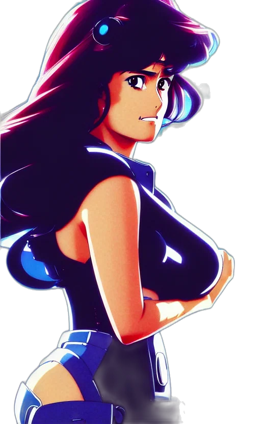 dress, comic book art, cartoon, concept art, anime, neon lights, blue, neon transparent PNG cut-out