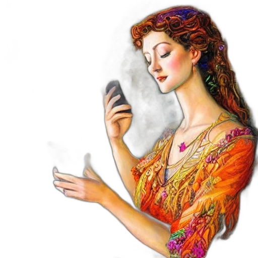 dress, jewelry, staff, photorealistic transparent PNG cut-out