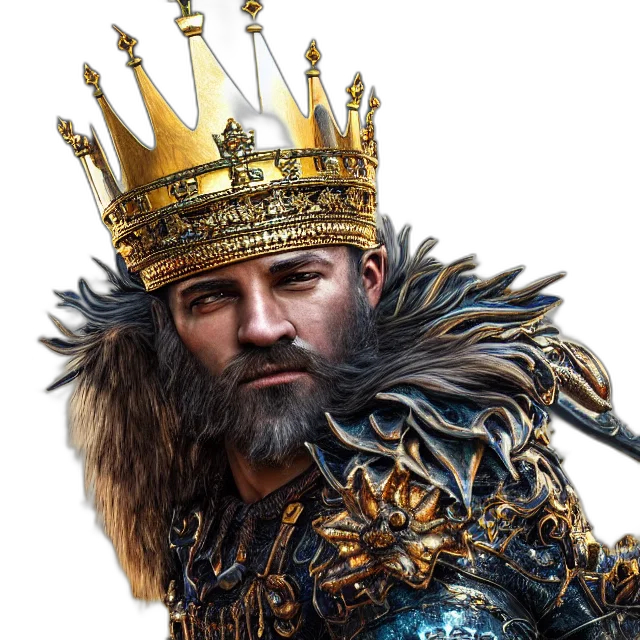 crown, sword, weapon, animal, fantasy art, concept art, photorealistic, 3d render transparent PNG cut-out